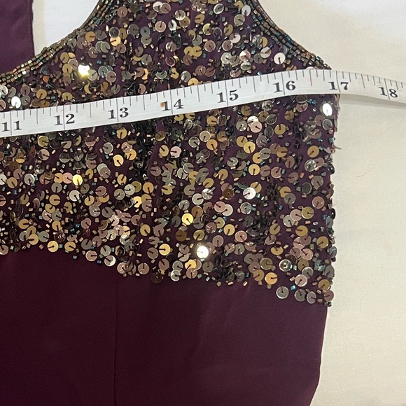 Y2K Black Tie,Oleg Cassini,Lux Plum Beaded Sequin Cocktail Evening Dress,Size 10 - Picture 8 of 10